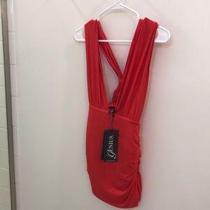 WHBM Genius style red shirt, adjustable straps.